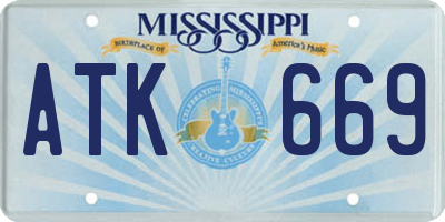 MS license plate ATK669