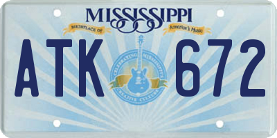 MS license plate ATK672
