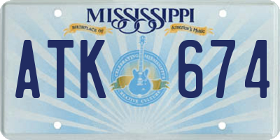 MS license plate ATK674