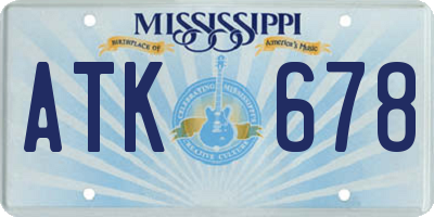 MS license plate ATK678