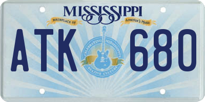 MS license plate ATK680