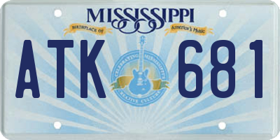 MS license plate ATK681