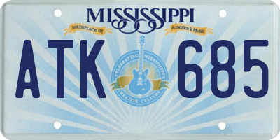 MS license plate ATK685