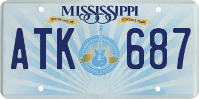MS license plate ATK687
