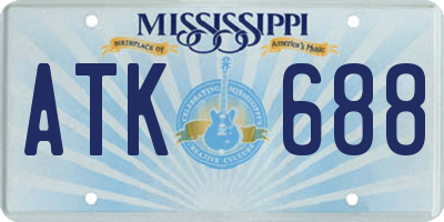 MS license plate ATK688