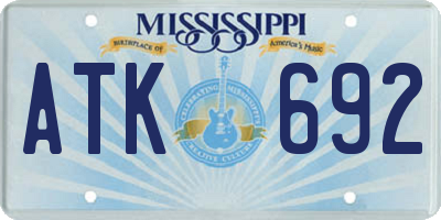 MS license plate ATK692
