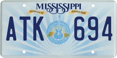 MS license plate ATK694