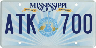 MS license plate ATK700