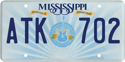 MS license plate ATK702