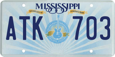 MS license plate ATK703