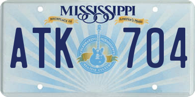 MS license plate ATK704