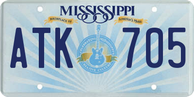 MS license plate ATK705