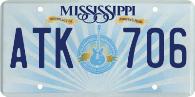 MS license plate ATK706