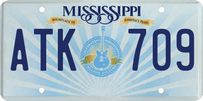 MS license plate ATK709