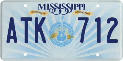 MS license plate ATK712