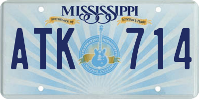 MS license plate ATK714