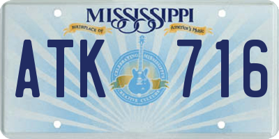 MS license plate ATK716