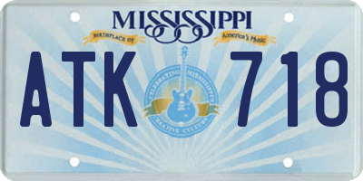 MS license plate ATK718
