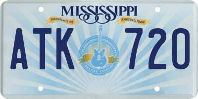 MS license plate ATK720