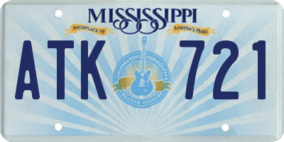 MS license plate ATK721