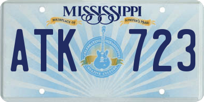 MS license plate ATK723