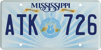 MS license plate ATK726