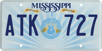 MS license plate ATK727