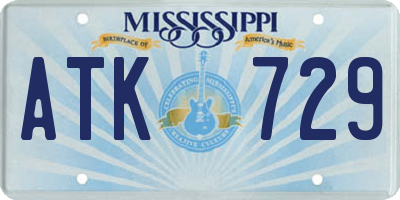 MS license plate ATK729