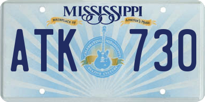MS license plate ATK730
