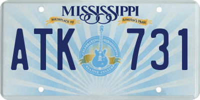 MS license plate ATK731