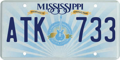 MS license plate ATK733