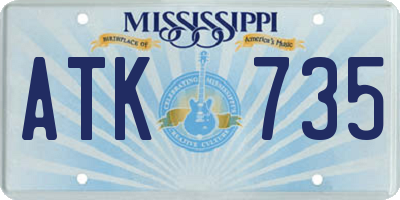 MS license plate ATK735