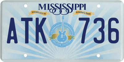 MS license plate ATK736