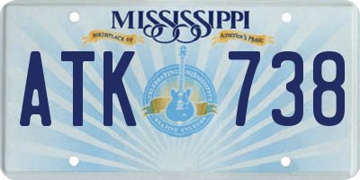 MS license plate ATK738