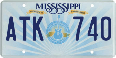 MS license plate ATK740