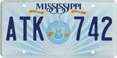 MS license plate ATK742