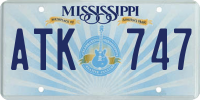 MS license plate ATK747