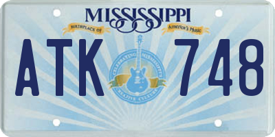 MS license plate ATK748