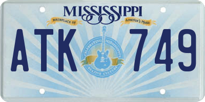 MS license plate ATK749