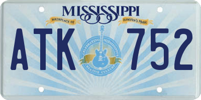 MS license plate ATK752