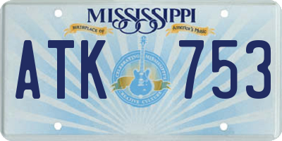 MS license plate ATK753