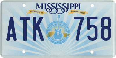 MS license plate ATK758