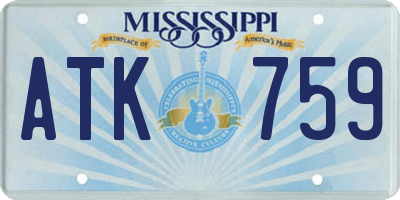 MS license plate ATK759
