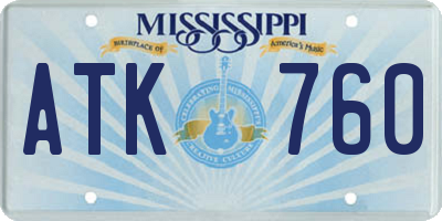 MS license plate ATK760