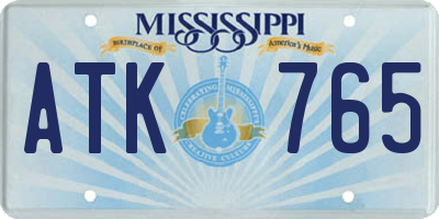 MS license plate ATK765
