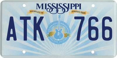 MS license plate ATK766