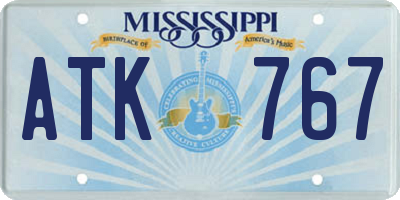 MS license plate ATK767