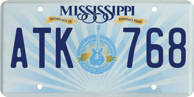 MS license plate ATK768