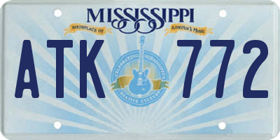 MS license plate ATK772