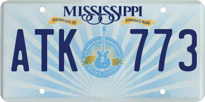 MS license plate ATK773